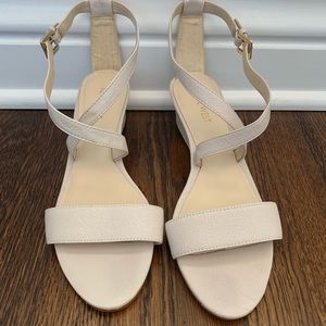 Nine West Off-White/Cream Strappy Wedges